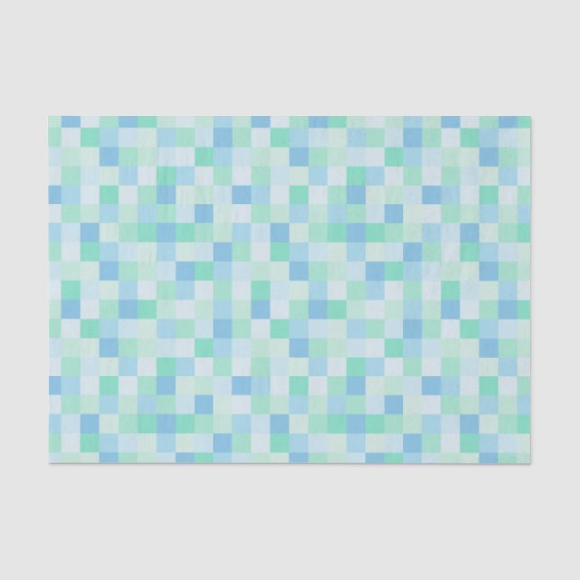 Blau-und Aqua-Blau-Quadrat-Seidenpapier Seidenpapier (Vorderseite)