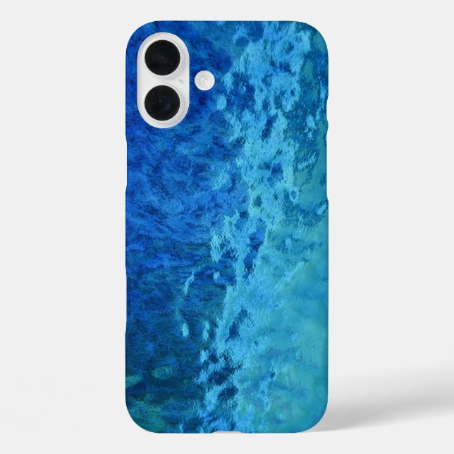 Blau und Aqua-Hartglas iPhone 16 Plus Hülle (Rückseite)
