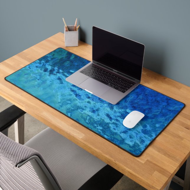 Blau und Aqua-Hartglas Schreibtischunterlage (Büro 2)