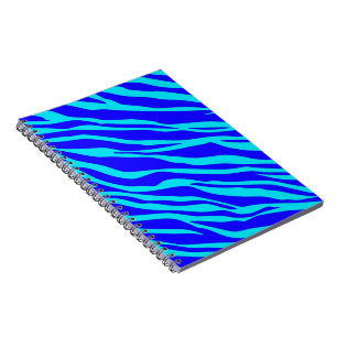 Blau und Aqua, zebraartig gestreift Notizblock