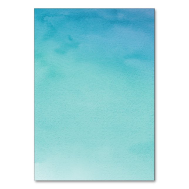 Blau und Aquamarin Ombre Wasserfarbe Blank Tischnummer (Vorderseite)