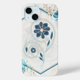 Blau und Aquamarine Blumengrafik, "Leben beleben" Case-Mate iPhone Hülle