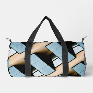 Blau und Beige Abstrakt Duffle Bag