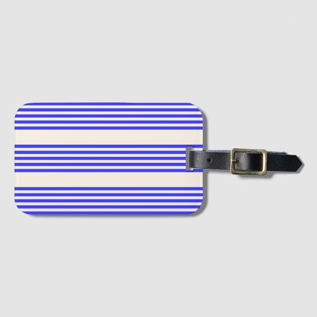 Blau und Beige, fünf Streifen Gepäckanhänger (Vorderseite (Horizontal))