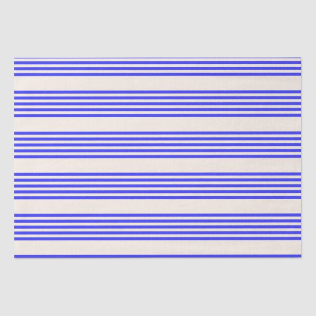 Blau und Beige, fünf Streifen Seidenpapier (Vorderseite)