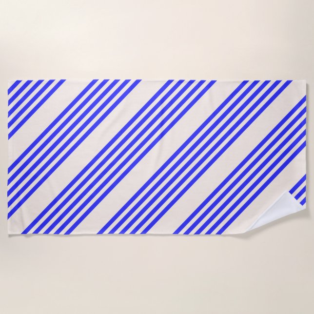 Blau und Beige, fünf Streifen Strandtuch (Vorderseite)