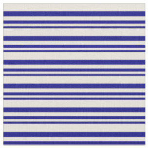 Blau- und Beigefarbene Linien/Streifen-Muster Stoff