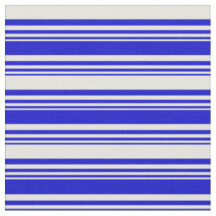 Blau- und Beigefarbenes Linienmuster Stoff