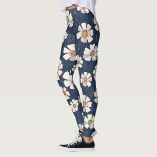 Blau- und Blumendesign Leggings
