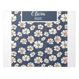 Blau- und Blumenmuster Notizblock