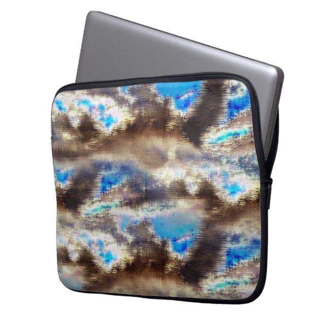 Blau und braun färbte Textur in rauem Holz Laptopschutzhülle (Vorderseite Links)