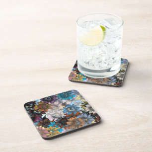 Blau und braun floral getränkeuntersetzer