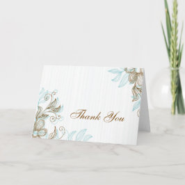 Blau und braun floral Vielen Dank Karte