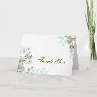 Blau und braun floral Vielen Dank Karte