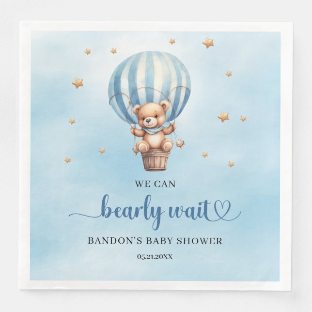Blau und braun Wir können frühzeitig Teddybär wart Serviette (Vorderseite)