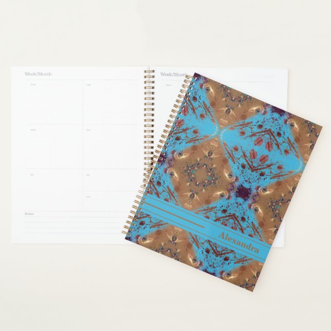 Blau und Bronze Personalisiert Planer (Anzeige)
