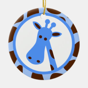 Blau und Brown-Giraffen-Stellen und Giraffen-Kopf Keramik Ornament