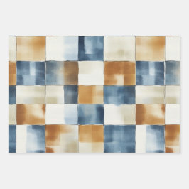 BLAU- UND BROWN-WASSERFALLMUSTER GESCHENKPAPIER SET