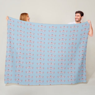 Blau und Cranberry Fleecedecke