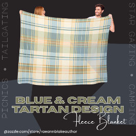 Blau und Cream Tartan Design Fleece Blanket