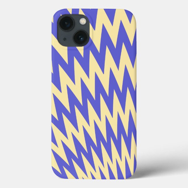 Blau und Cream Zigzag Zickzack Muster Case-Mate iPhone Hülle (Rückseite)