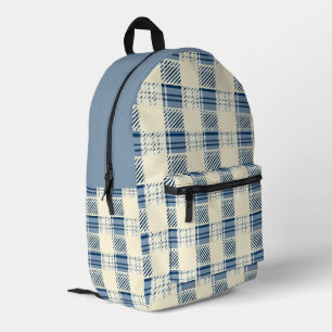 Blau und Creme Kariert Bedruckter Rucksack