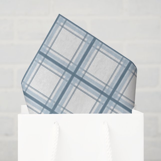 Blau und Creme Kariert Gemustert Seidenpapier (Geschenktüte)