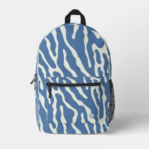 Blau und Creme Modernes Abstraktes Wavy Lines Must Bedruckter Rucksack