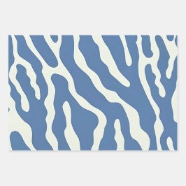 Blau und Creme Modernes Abstraktes Wavy Lines Must Geschenkpapier Set