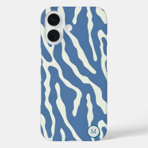 Blau und Creme Modernes Abstraktes Wavy Lines Must