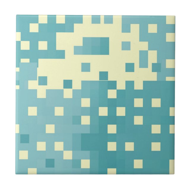Blau- und Cyan-Pixelmuster Fliese (Vorderseite)