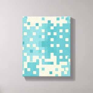Blau- und Cyan-Pixelmuster Leinwanddruck