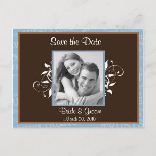 Blau und Foto-Postkarten Browns Save the Date Ankündigungspostkarte