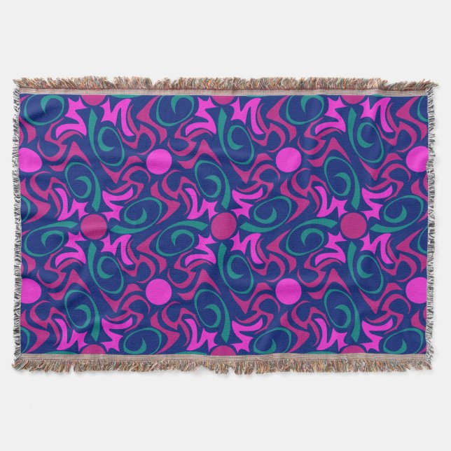 Blau und Fuchsia Pink Star Nahtlose Vector Muster Decke (Vorderseite)