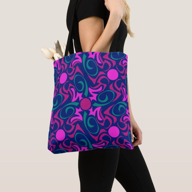 Blau und Fuchsia Pink Star Nahtlose Vector Muster Tasche (Von Nahem)
