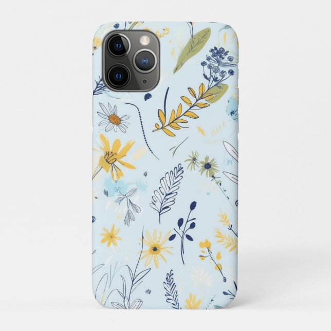 Blau und Gelb-Daisy-Muster Case-Mate iPhone Hülle (Rückseite)