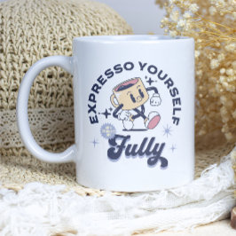 Blau und Gelb - Expresso Sie selbst voll Kaffeetasse
