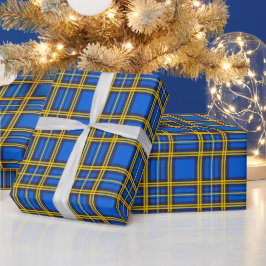 Blau und Gelb Kariert Geschenkpapier