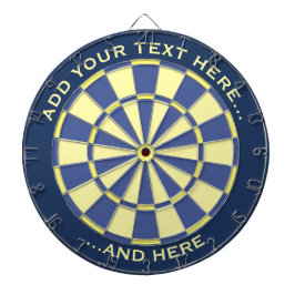 Blau und Gelb mit benutzerdefiniertem Text Dartscheibe