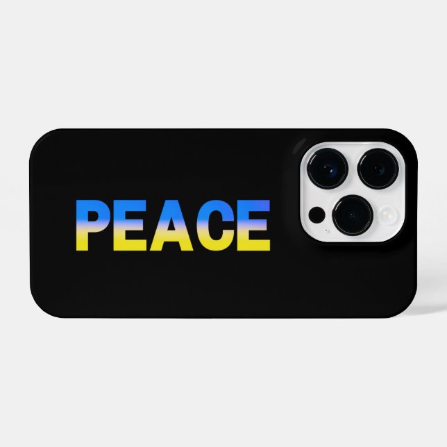 Blau und Gelb PEACE Ukraine Inspiriert moderne Chi iPhone 14 Pro Hülle (Rückseite (Horizontal))