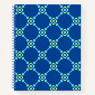 Blau und Gelb Pixel Muster Notizbuch