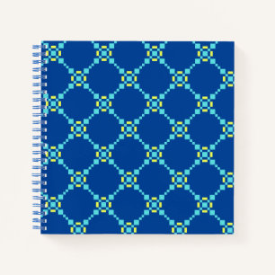 Blau und Gelb Pixel Muster Notizbuch