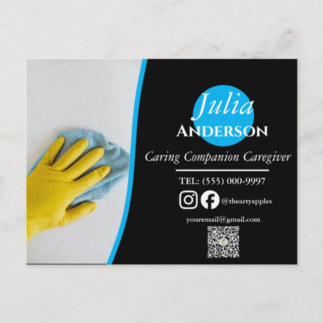 Blau und gelb schlichte, elegante Reinigung Postka Postkarte (Vorderseite)