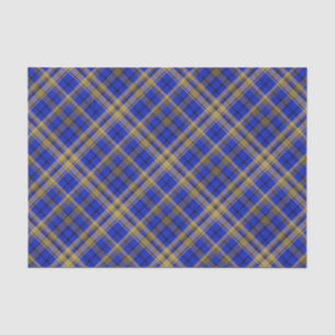 Blau und gelb Tartan kariert. Seidenpapier