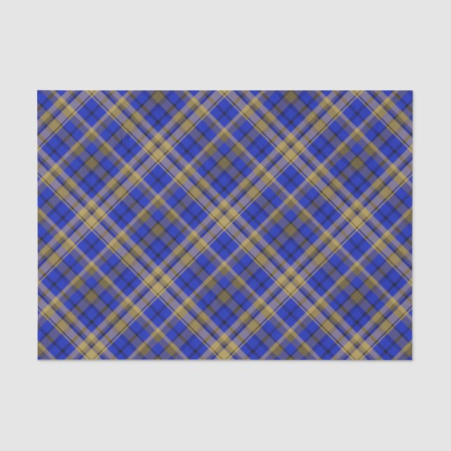 Blau und gelb Tartan kariert. Seidenpapier (Vorderseite)