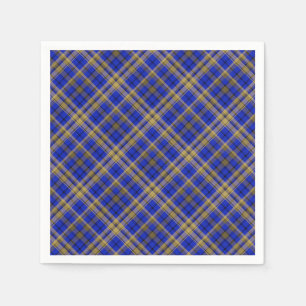 Blau und gelb Tartan kariert. Serviette