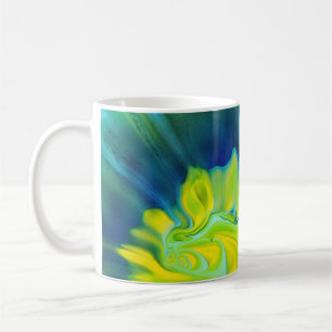 Blau und Gelb Tie Dye Kaffeetasse