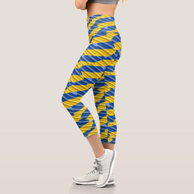 Blau und Gelb Ukraine Inspiriert Frieden gegen den Capri Leggings (Links)