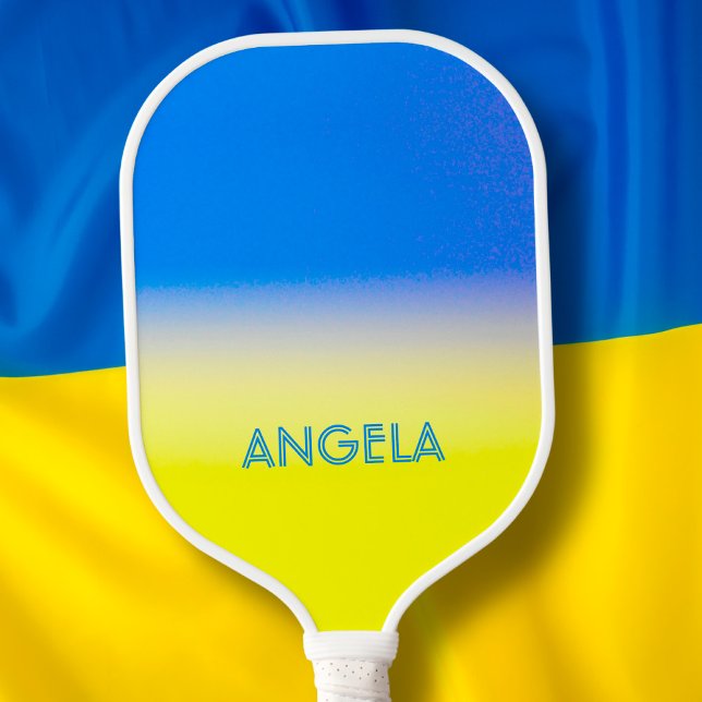 Blau und Gelb Ukraine Inspiriert Frieden kein Krie Pickleball Schläger (Von Creator hochgeladen)