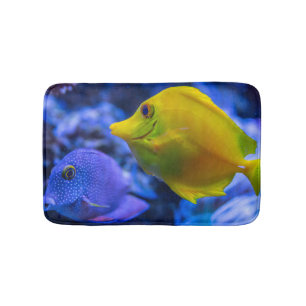 Blau und gelb zwei schöne Fische Badematte